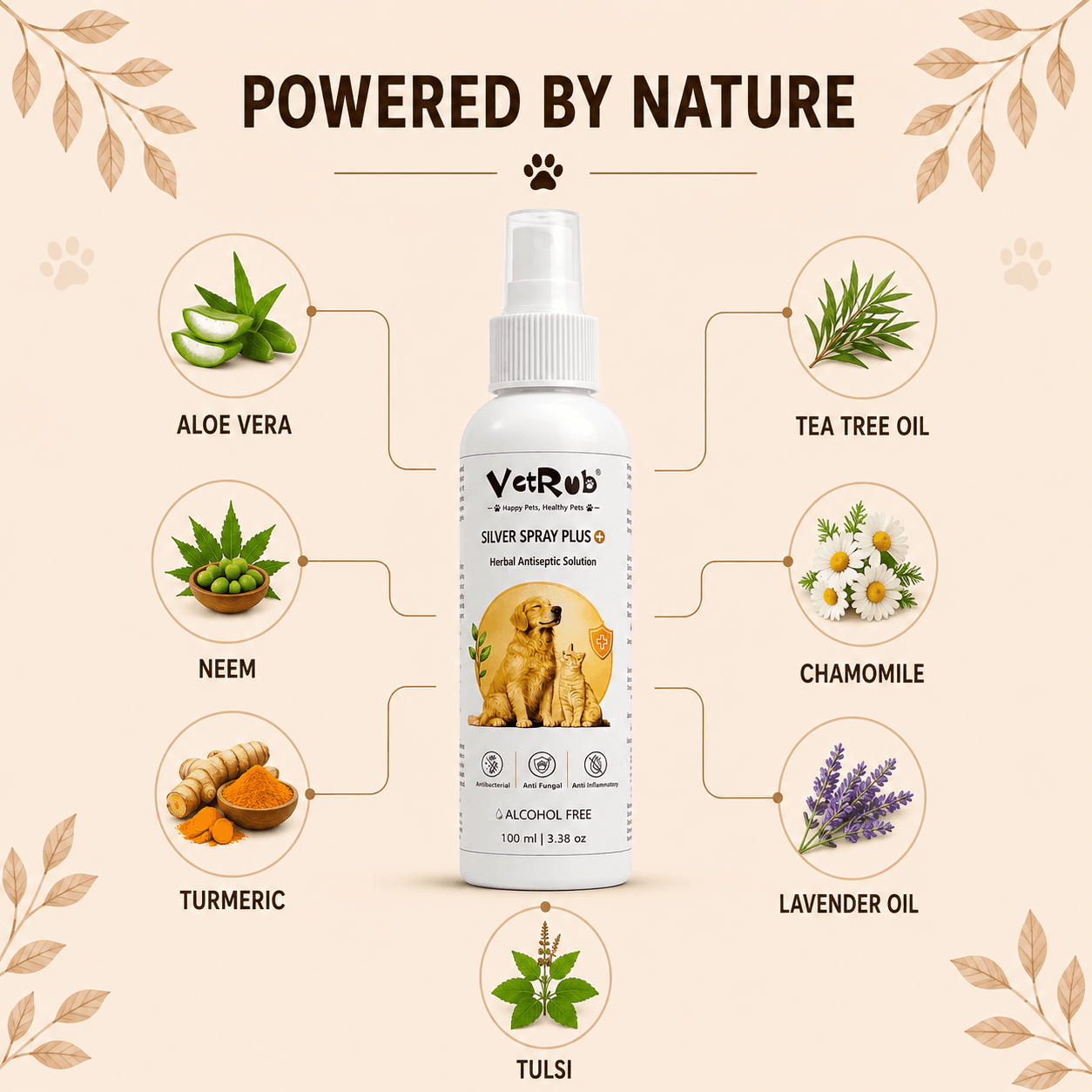 VetRub Fur Shampoo, Pet Coat Oil & Silver Spray Combo for Dogs & Cats 4